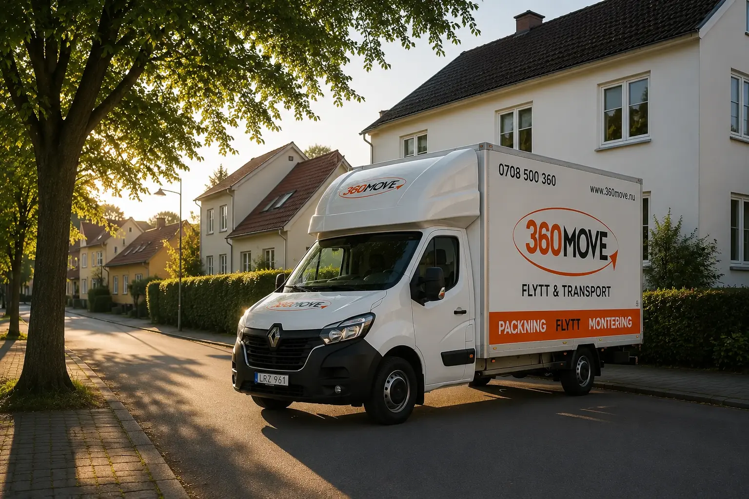 360Move flyttbil på ett bostadsområde inför en planerad flytt i Hässleholm.